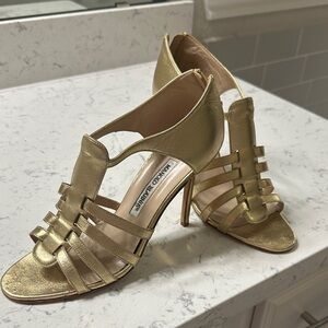 Manolo Blahnik Metallic Gold Heels